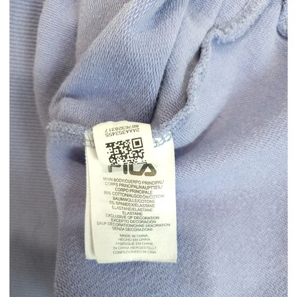 Fila‎ Sweatshirt XL Pullover Long Sleeve Pockets Crewneck Lilac Cotton Logo - Picture 8 of 9